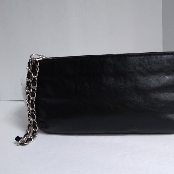 Black Bling Studded Skull Pirate Wristlet with Leather Wrapped Silver Link Chain - Picture 7 of 8